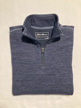 Eddie Bauer Men's Quarter-Zip Sweater - Heather Navy Blue (150)